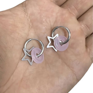 DAIIIBABYYY  -  Pentagram earrings, punk jewelry, pink, Gothic, stainless steel, Korean, Y2k, Hippie, five-pointed star, ear rings For Women